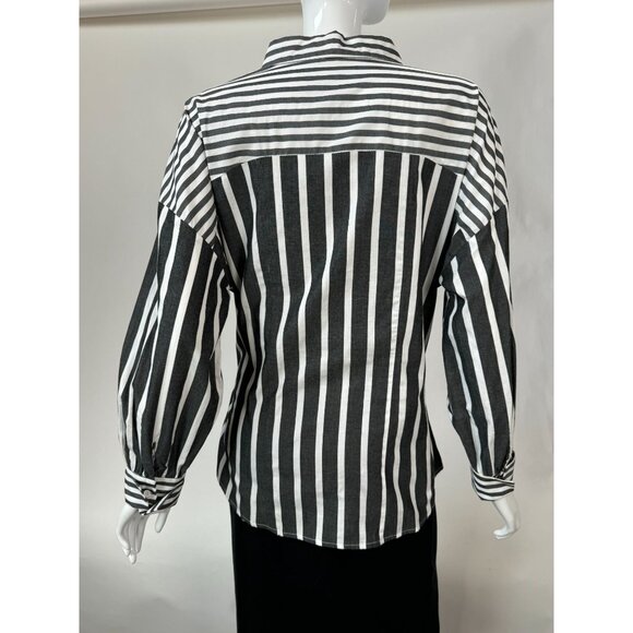 Striped Button-Up Shirt With Corset Detail By Free Generation - Large - Picture 11 of 16